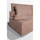 Canapea extensibila cu tablie de pat Rafael 160, Iza, Relaxa, lada, noptiere, perne, culoare roz, stofa, 250x115x105