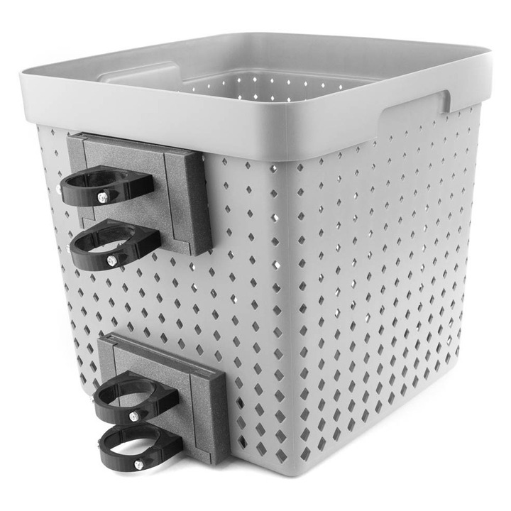 Cos de bagaje, Motus, Scooty 10/10 Plus, 21 litri, sistem de asamblare rapida, 8 bare de protectie, maner dublu, setul include: 2 manere, suruburi, grafit Gri, material: plastic, stabil, rezistent la vibratii, usor de asamblat