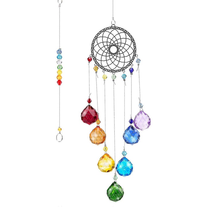 Dekoratív medál szivárvány kristályokkal, álmodozó design, 7 szín, 21cm, K9 kristály