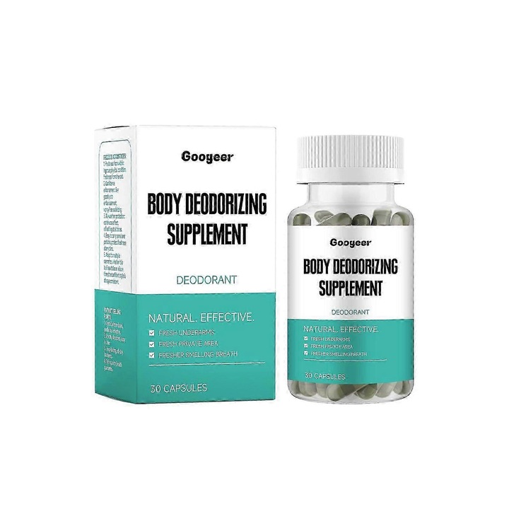 Capsule deodorante pentru corp, Googeer, 30 capsule, 7x4.2x4.2cm, cu glicerina si vitamina C