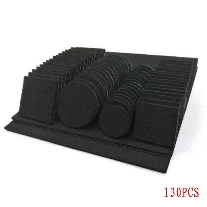 Pachet 130 bucati pad-uri din fetru, protectie pentru podele, negru, 30mm
