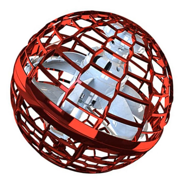 Jucarie zburatoare UFO Flying Spinner in forma de bila, cu senzori inteligenti si LED, revine automat, pentru copii si adulti, Rosu