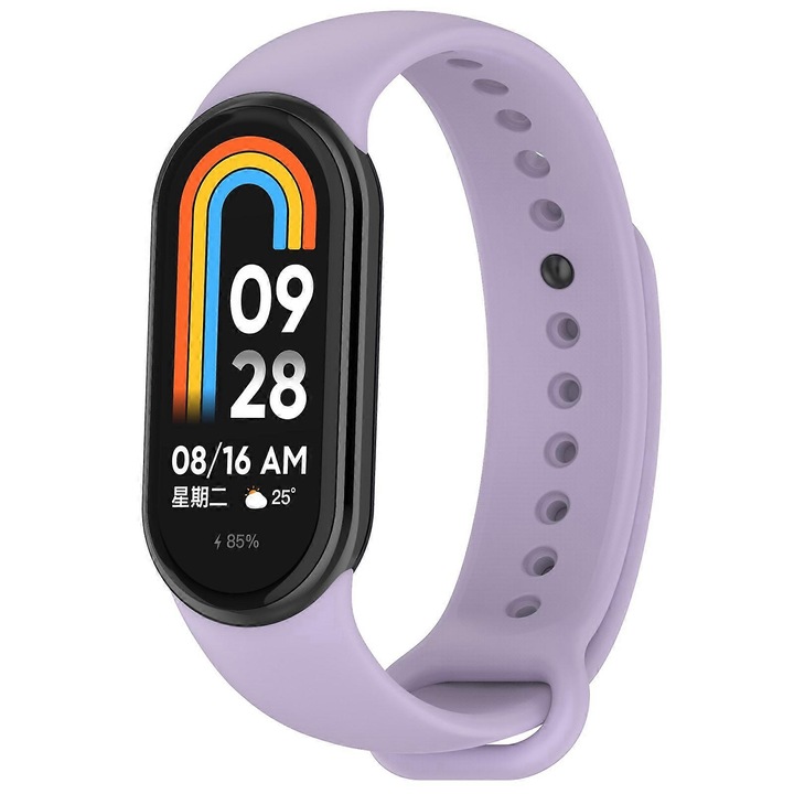 Фитнес гривна от силикон за Xiaomi Smart Band 9, лилава, регулируема
