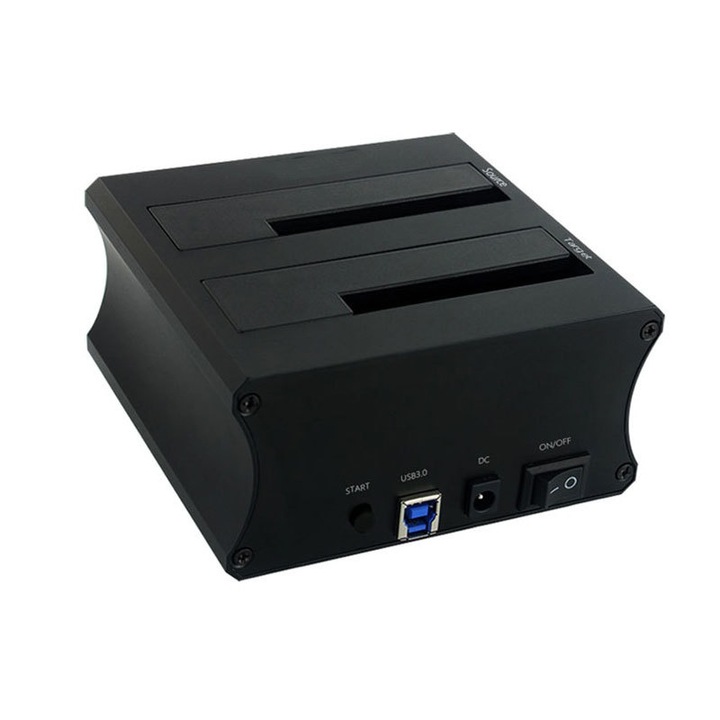 Dock extern pentru hard disk, USB 3.0, 2, 5/3, 5 inch, port serial SATA, transmisie de mare viteza, indicator de stare, compatibil cu mai multe sisteme, plug and play, negru
