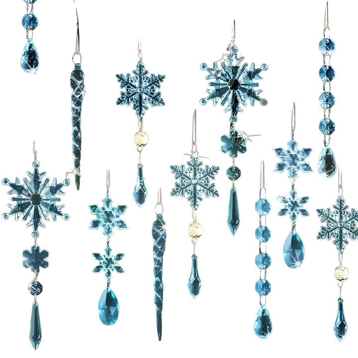 Set 18 ornamente pentru bradul de Craciun, Acrilic, Albastru