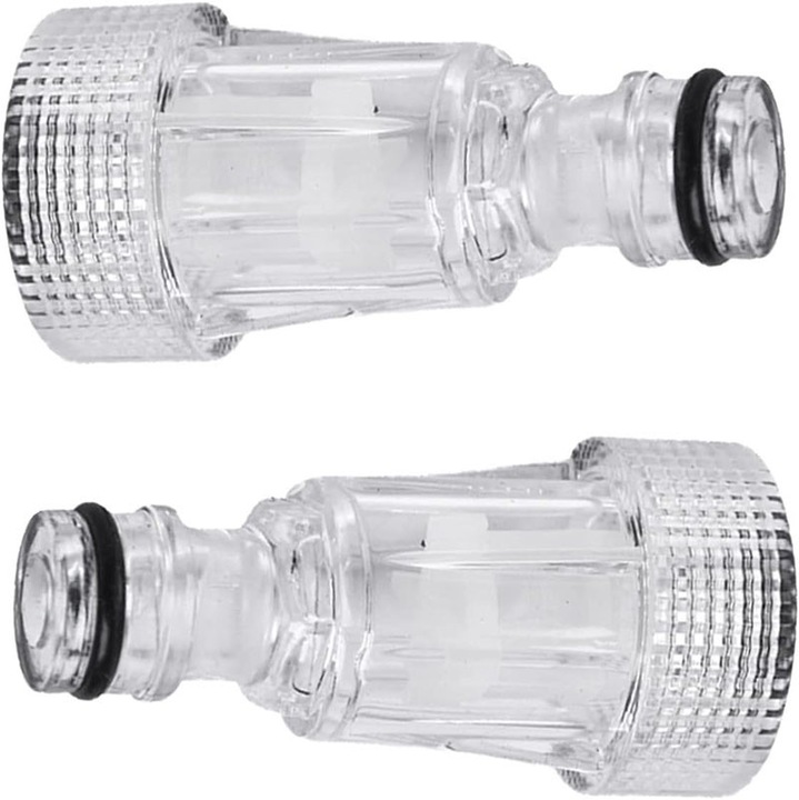 Filtru de apa pentru aparat de spalat cu presiune, 2 bucati, transparent, 3/4 inch, 10x3cm