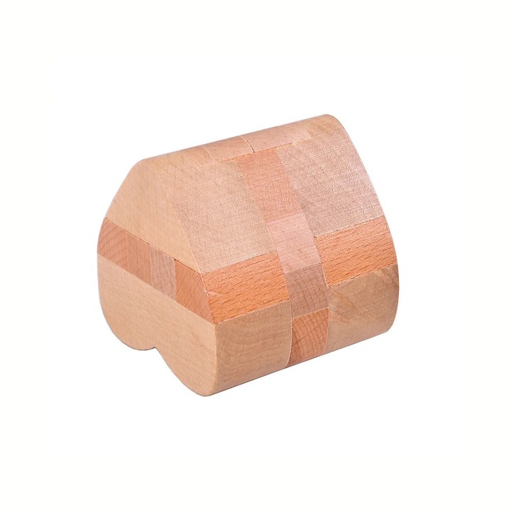 Bloc Puzzle de Lemn in Forma de Inima - Joc Inteligent 3D, Puzzle Stereo