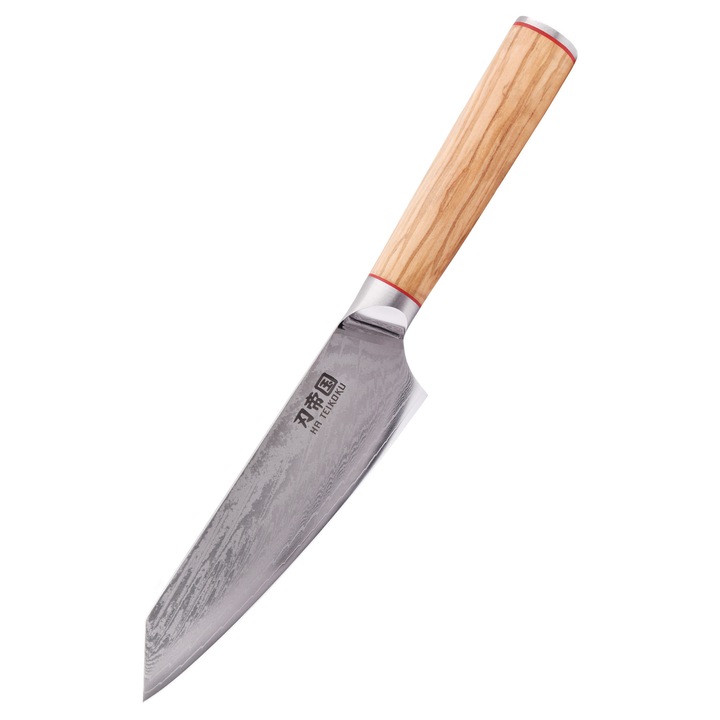 Cutit de bucatarie, Emporium, 20 cm lama, otel damasc, maner lemn maslin