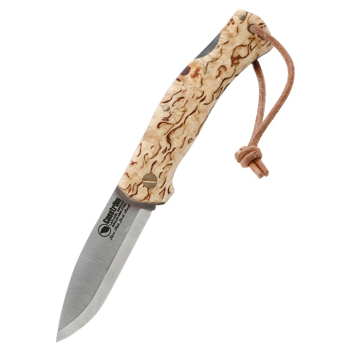 Cutit pliabil Casstrom, Lars Falt, lama Bohler N690, maner din lemn de mesteacan