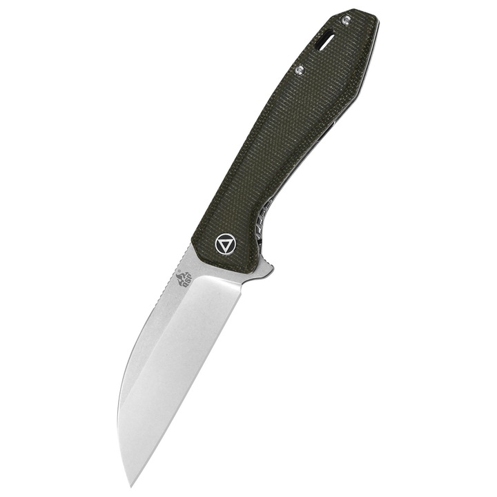 Cutit pliabil QSP Pelican, lama din CPM S35VN, maner verde, 21.2cm, cu husa din nylon