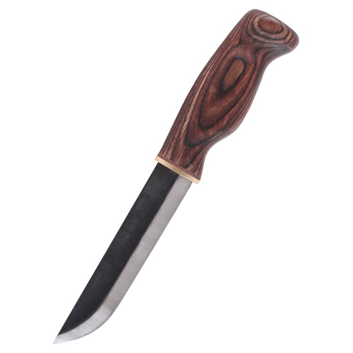 Cutit de vanatoare Emporium, Karhuleuku, Wood Jewel, otel carbon, 27cm, cu teaca din piele