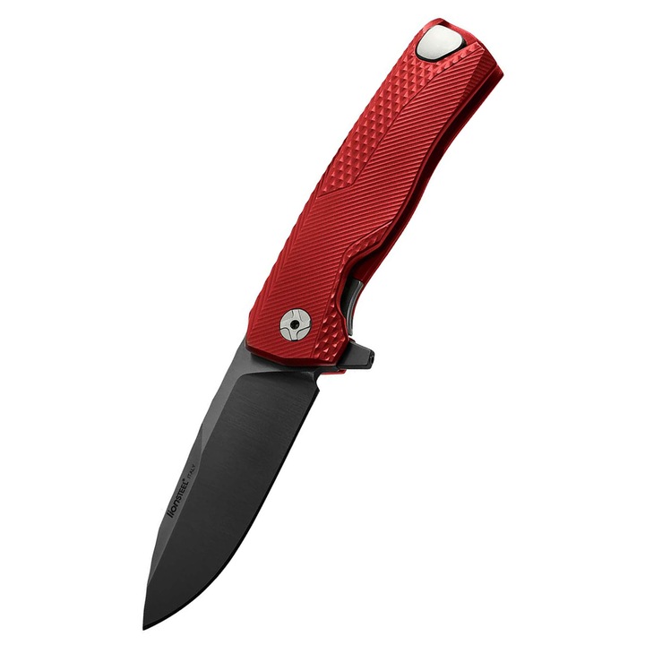 Cutit pliabil ROK, Lionsteel, aluminiu, rosu, 19,8cm, lama M390, Emporium