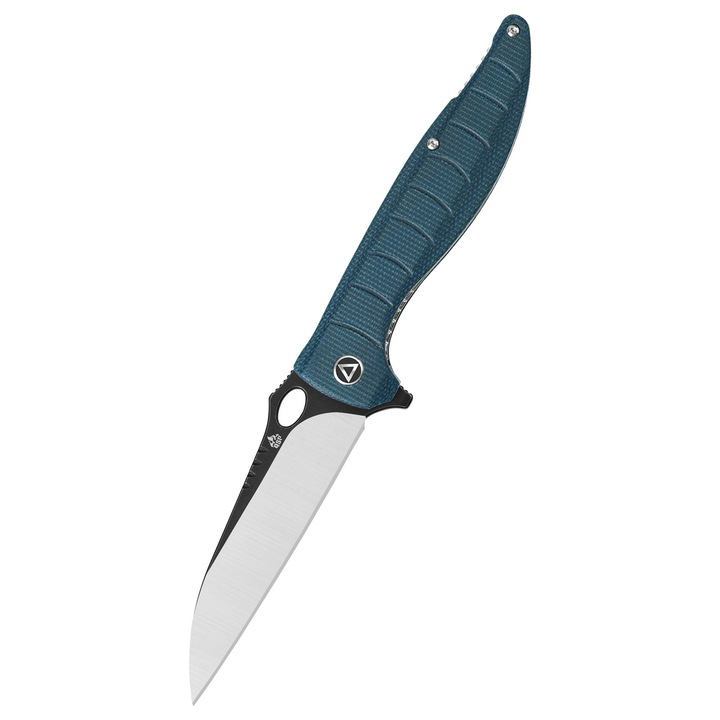 Cutit pliabil QSP Locust, lama satinata, maner micarta albastru, 22.2cm