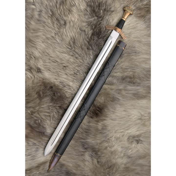 Sabie istorica Excalibur, Windlass, otel carbon, lungime 94.6cm, cu teaca din piele