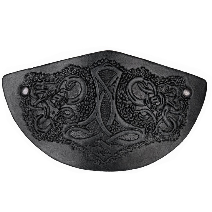 Emporium bőr hajcsat, fekete, 12x7cm, 10cm-es fém csat