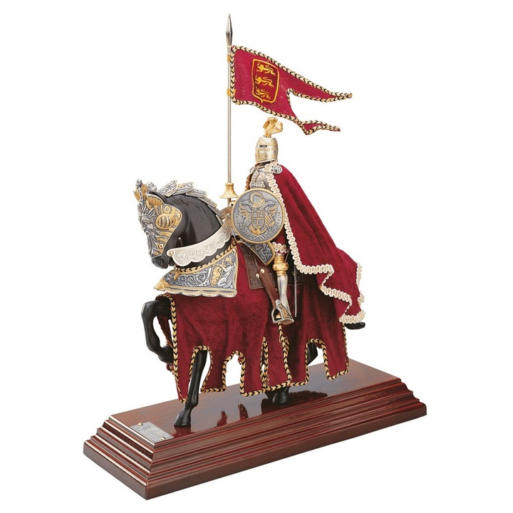 Figurina in Miniatura Marto, Armura King Lionheart cu Cal, 35x14x45cm