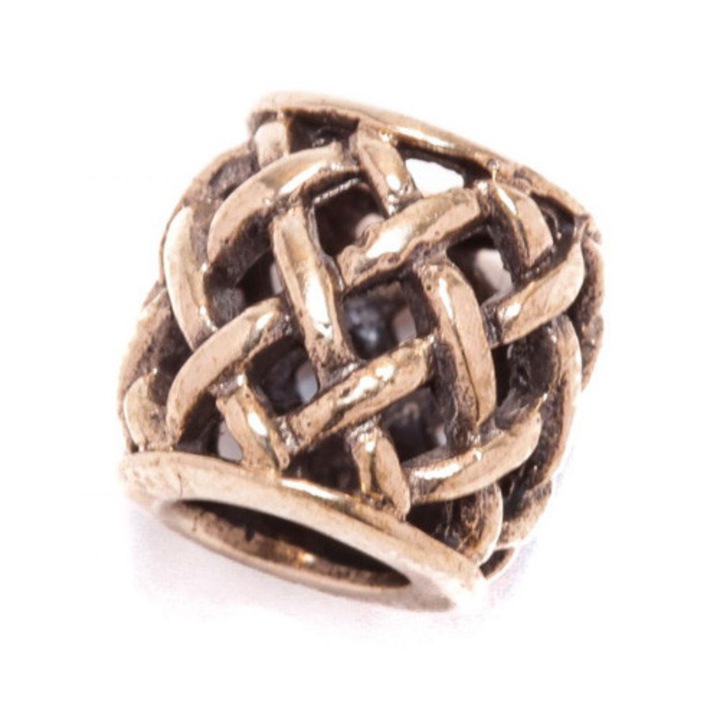 Viking gyöngyök szakállra, Emporium, hálós mintázatú modell, bronz, 8x8x8mm, 1 db