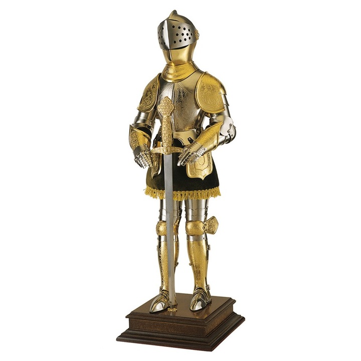 Миниатюрна броня Emporium, със сабя, 61см, стойка за излагане, златист