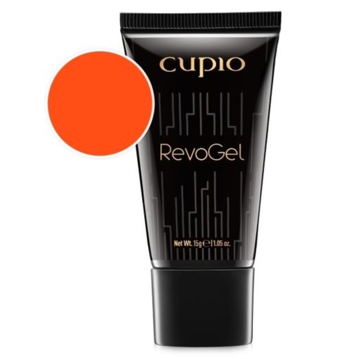 Oja semipermanenta Cupio RevoGel Neon, Tangerine, 15ml, rezistenta la socuri, usor de modelat