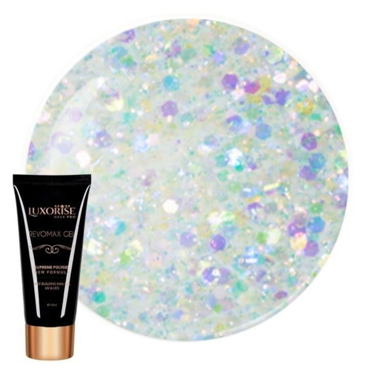 Polygel REVOMAX GEL LUXORISE Lime Glitter, 15ml