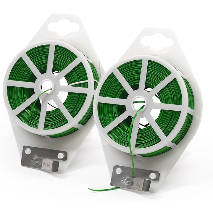 Növénykötözők, rögzítőkapcsok, 400 m, zöld kerti kötések vágóval a kertészeti növények ültetéséhez és gondozásához, kerti kötelek otthoni irodai kábelek rendszerezéséhez (2 tekercs)