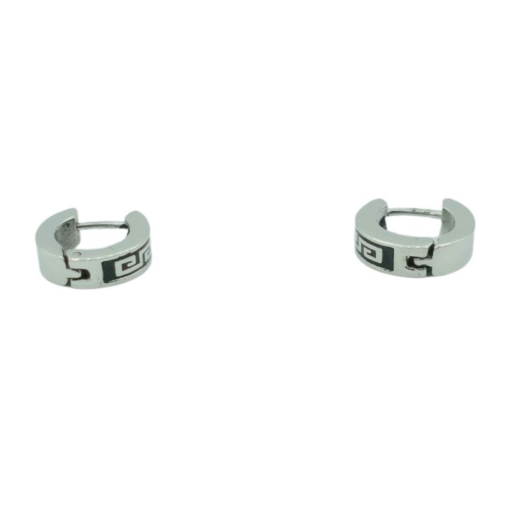 Cercei inox model versage pe email negru 4 mm latime si 1,4 cm diametru Deea