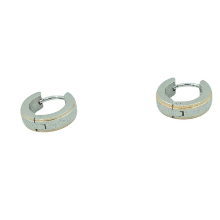 Cercei inox cu 2 linii aurii pe margini 4 mm latime si 1,3 cm diametru Delia