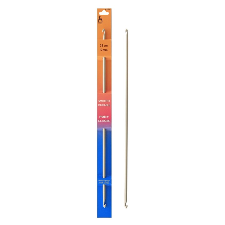 Crosete tunisiene din aluminiu cu doua capete, Pony, dimensiune 35cm, 5mm