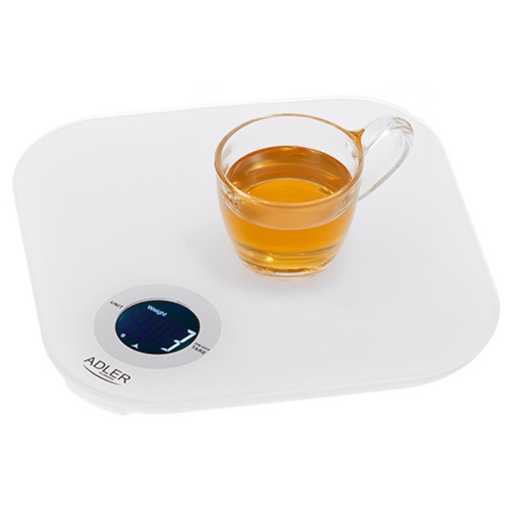 Cantar De Bucatarie Adler Ad 3180, 2 Baterii Aaa, Manual De Utilizare, Adler, Ad 3180, Capacitate Maxima, 10 Kg, Precizie, 1 G, Functii Suplimentare, Tarie, Oprire Automata Si Manuala, Negru-Silver