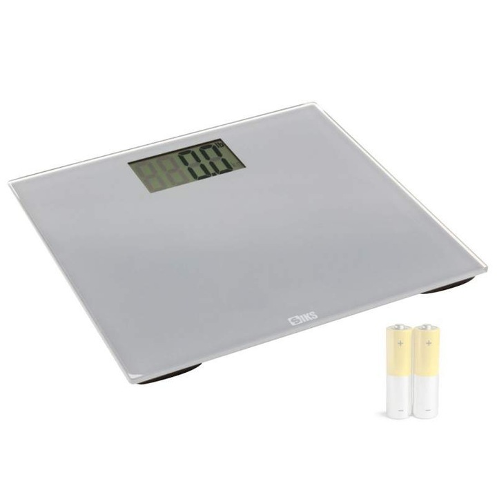 Cantar Electronic Corporal Digital SIKS De Baie, Afisaj Electronic, Capacitate Maxima Persoane 150 Kg, Pornire / Oprire Automata, Gri