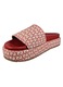 Papuci dama flatform 4.5 cm, EGO Guc-ci Monogram, textil rosu, marimea 37 EU
