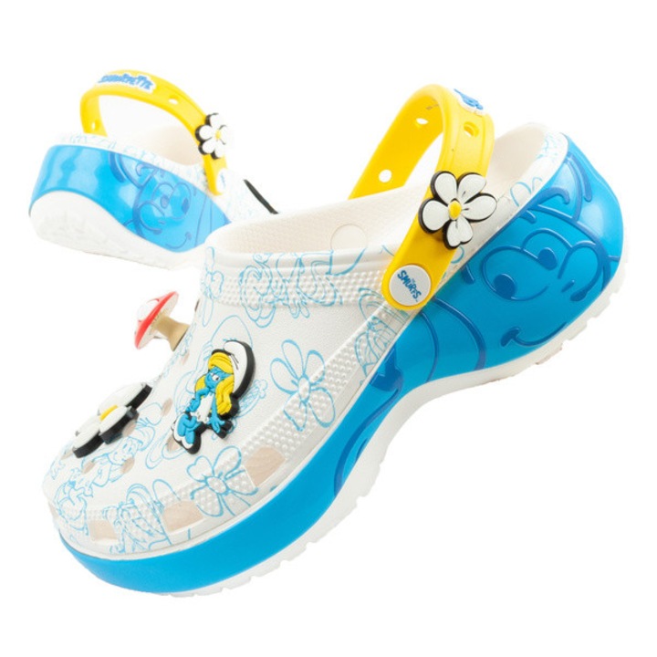Sandale Crocs Smurfs, flip-flops, saboti pentru femei cu platforma Smurfs 37, 5