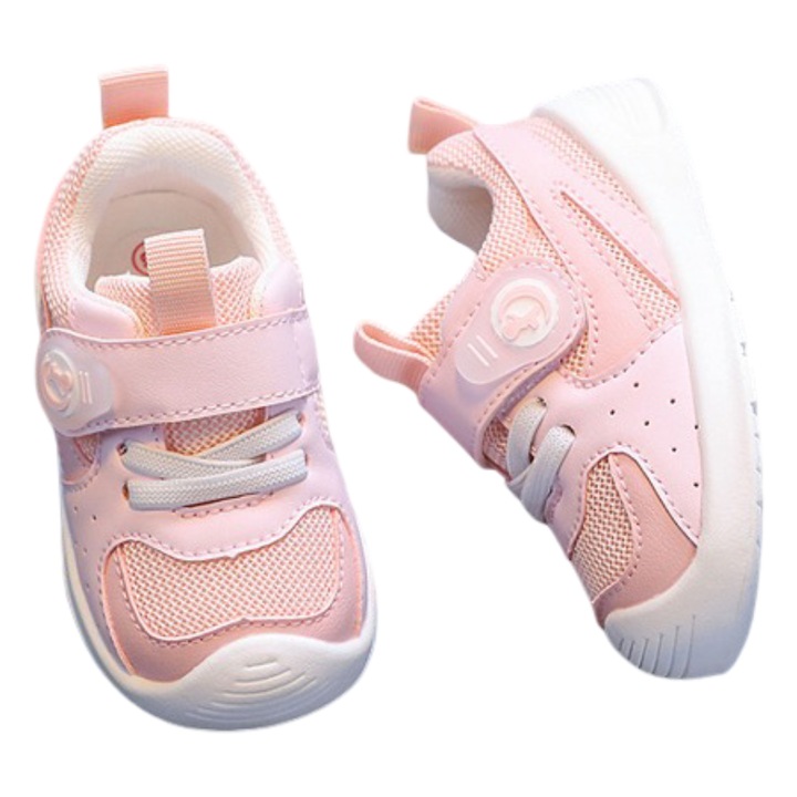 Pantofi sport copii Mixbo cu elastic si scai, brant moale, talpa cauciuc, Roz