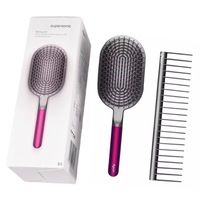 Set perie si pieptene, confort in utilizare, cu maner ergonomic, suspensie cu perna de aer si peri rotunjiti, potrivit pentru Dyson Hairdressing Sequence, rosu