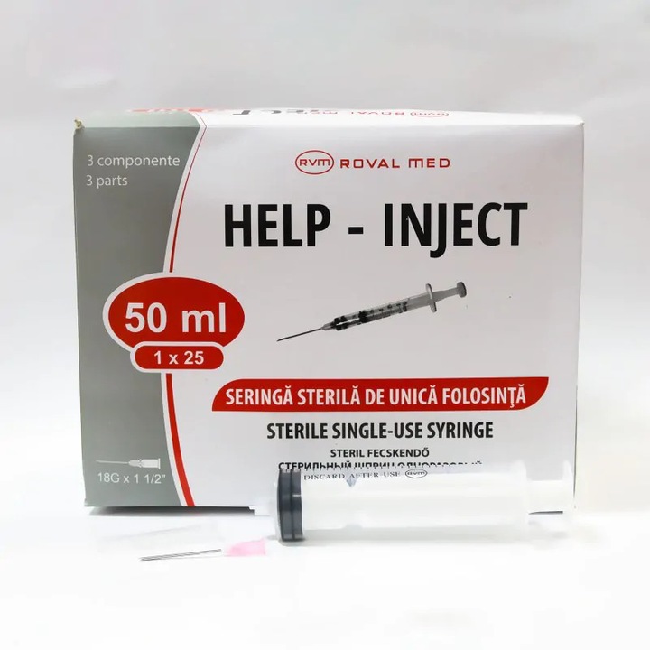 Seringa 50 ml luer lock cu ac 18G 25buc