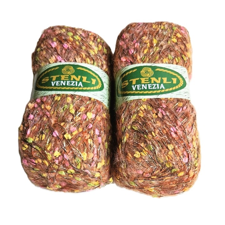 Set 2 buc fir textil Stenli Venezia, portocaliu cu roz - cod 121, 100g/300m