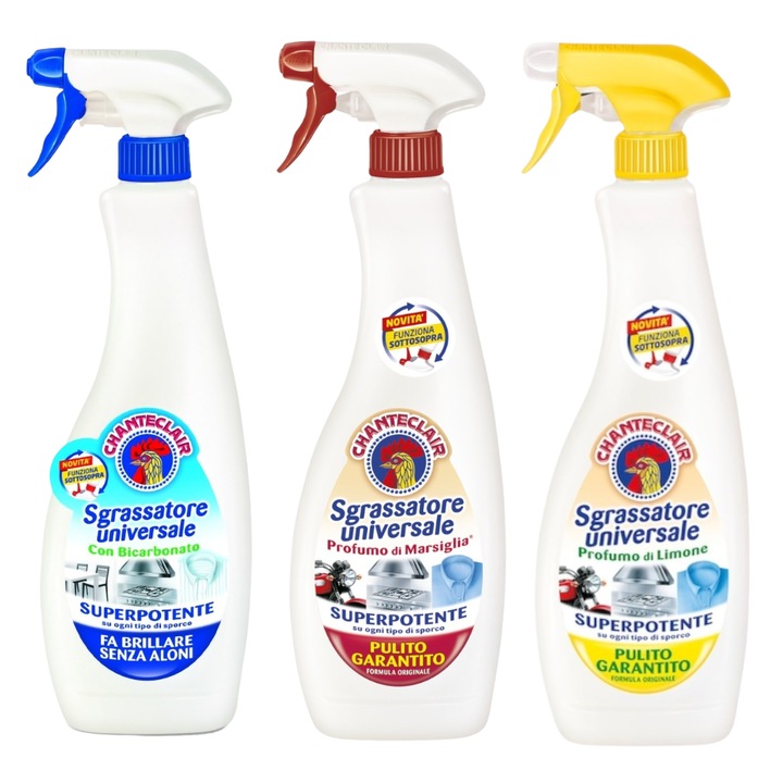 Set 3 x Detergent Universal Degresant Chanteclair, cu Bicarbonat, Marsiglia, Lamaie 600 ml