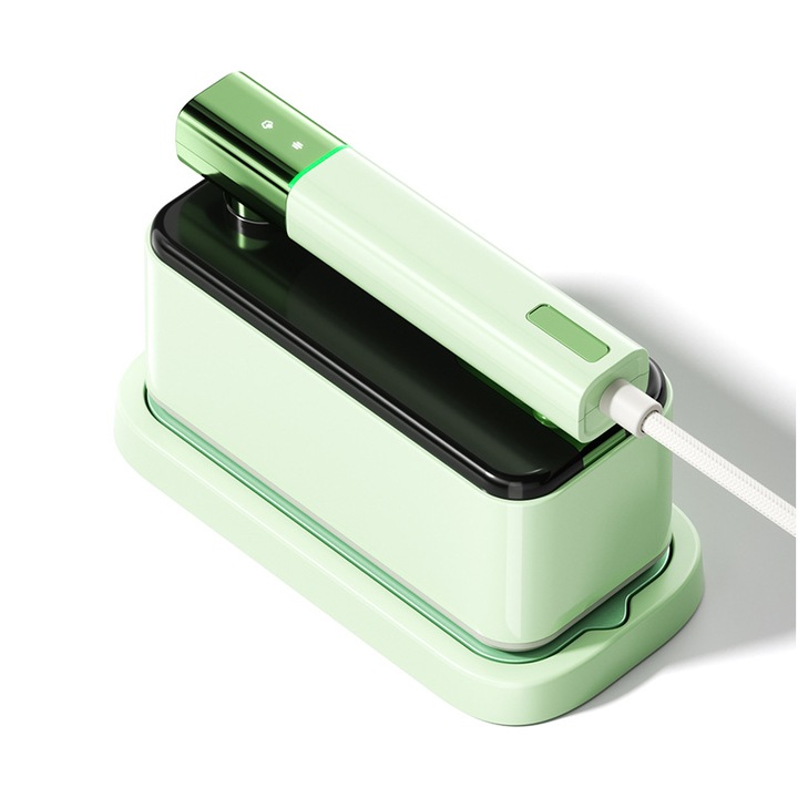 Fier de calcat portabil cu abur, 1200W, rezervor de apa 125ml, 220V, panou ceramic, umed si uscat, pliabil, protectie de siguranta, 30.7x9.8x13cm, verde