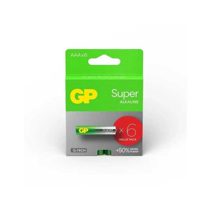Set 6 baterii Super ALKALINE GP R3 AAA GP24A-PGB6 - eMAG.ro