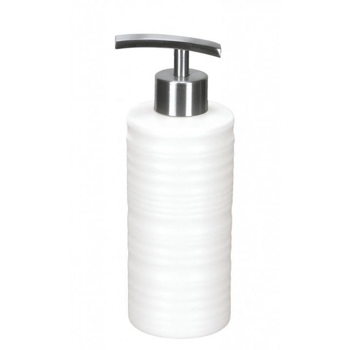 Dozator sapun lichid fabricat din ceramica, culoare alb, stil modern, finisaj rafinat, design elegant