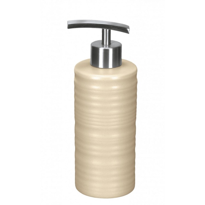 Dozator sapun lichid fabricat din ceramica, culoare bej, stil modern, finisaj rafinat, design elegant
