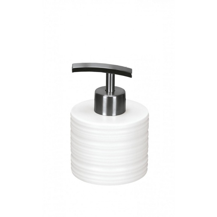 Dozator sapun lichid fabricat din ceramica, culoare alb, stil modern, finisaj rafinat, design elegant