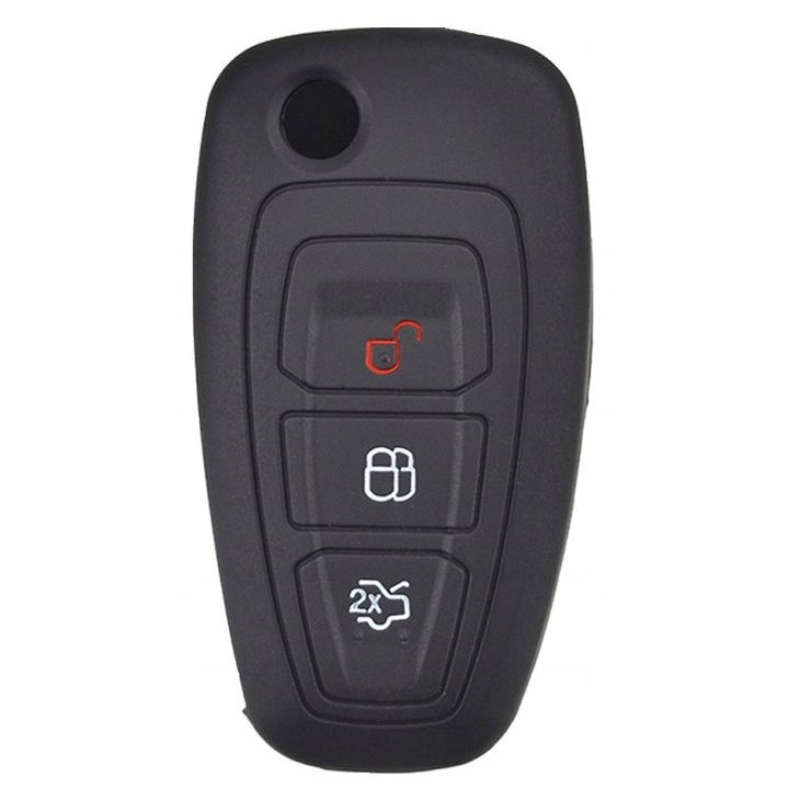 Силиконов калъф за ключ за кола ST PARTS, 3 бутона, черен