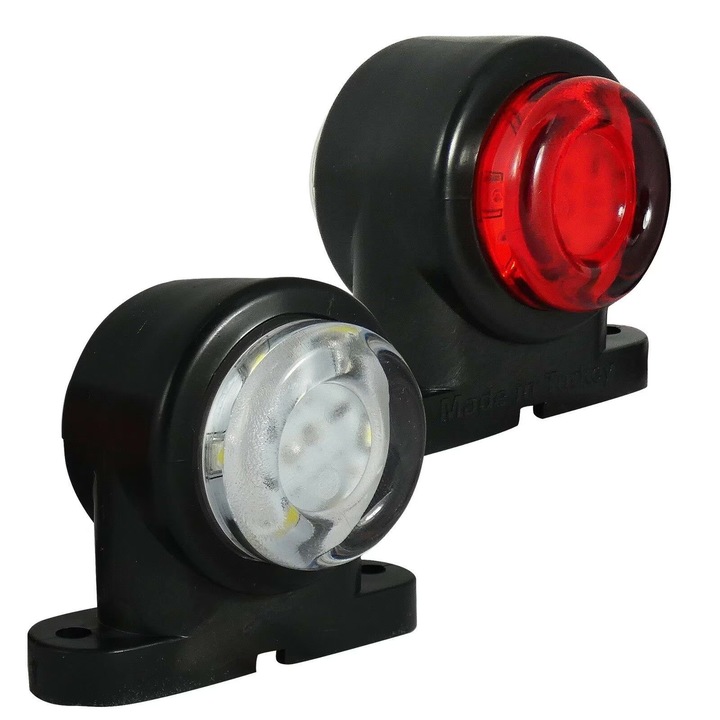 Set 2X Lampa Laterala cu LED, VisZone, 12v - 24v, Rosu si Alb, 5.5cm, Pentru Camion, Remorca, Universal