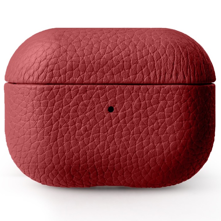 Husa pentru Apple Airpods 4 Melkco Luxury din piele naturala, Finisaj Mat, Calitate Premium, Handmade, Rosu