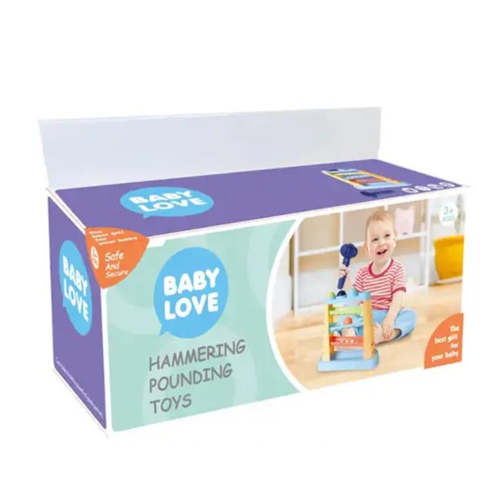 Interaktív kalapácsjáték labdákkal és csúszdával