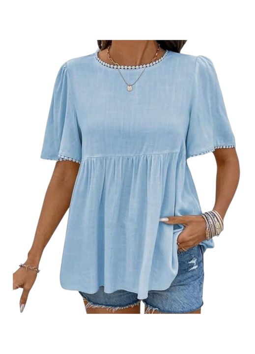 OEM Női ing, lenvászon, világoskék, M