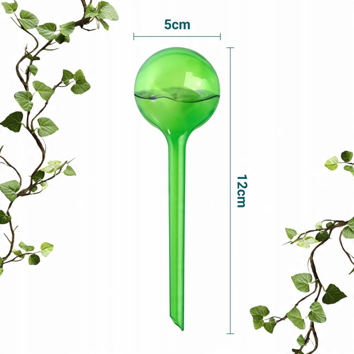 Set picuratoare pentru irigare plante, irigator ghiveci, bile pentru udarea plantelor de flori de casa, verde, marimea M, 70ml, 2 buc