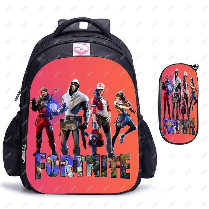 Hátizsák szett 2 részes, zöld, uniszex, 40x17x27inch, nylon anyag, rajzfilm minta