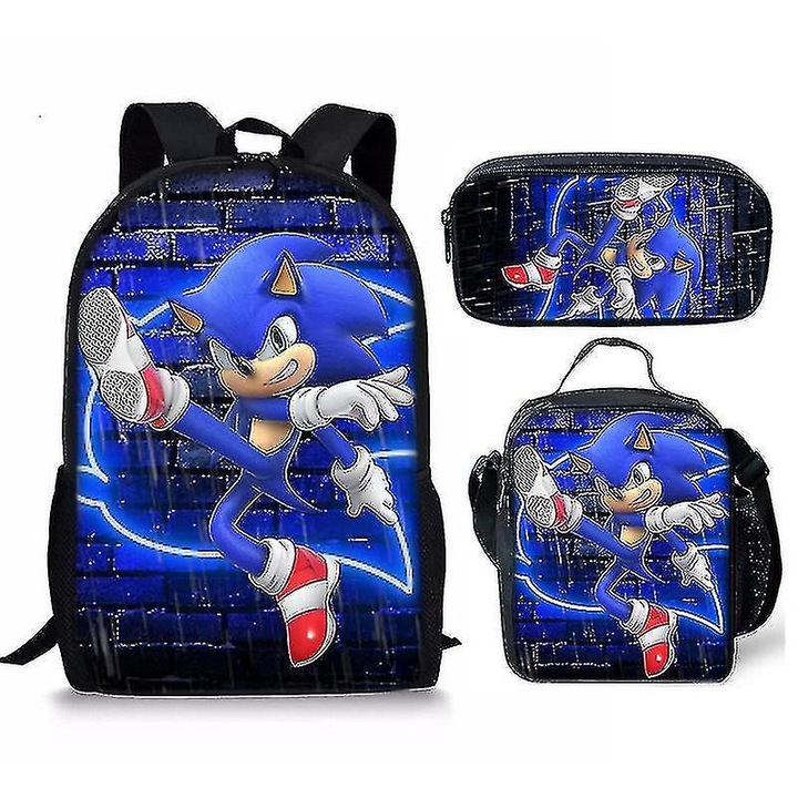 Set ghiozdane Sonic, 3 piese, multicolor, pentru scoala